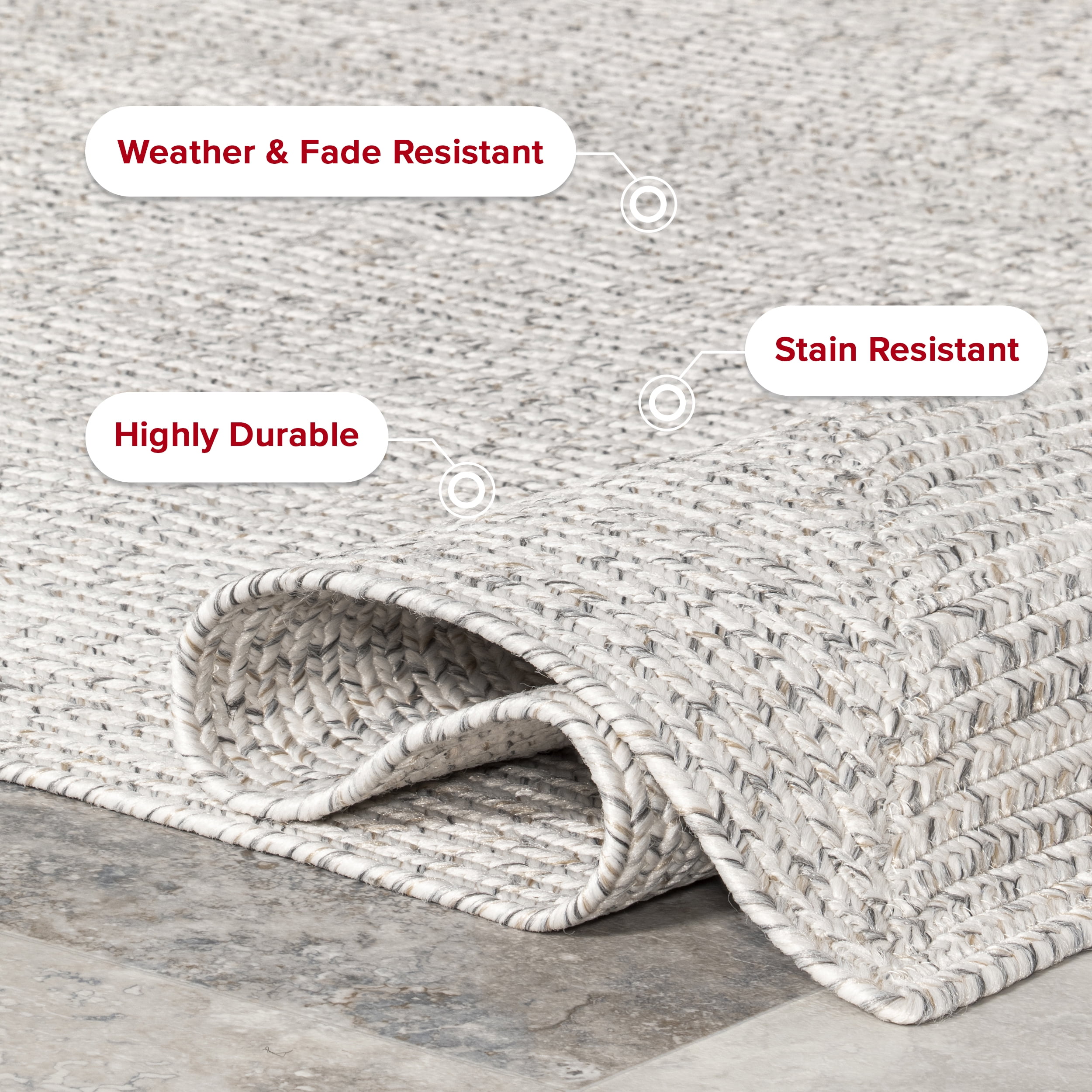 nuLOOM Wynn Braided Indoor/Outdoor Area Rug, 7' 6" x 9' 6", Ivory