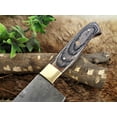 thumbnail image 3 of Damascus Steel kitchen Knife 14 Inches full tang 9" long Hand Forged blade, 2 Tone Dollar wood and brass bolster scale, 3 of 5
