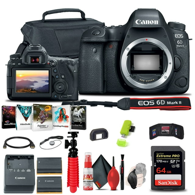 Canon EOS 6D Mark II DSLR Camera (1897C002) + 64GB Memory Card + More
