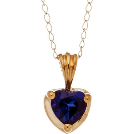 .6 Carat T.G.W. Created Sapphire 10kt Yellow Gold Heart Pendant, 18
