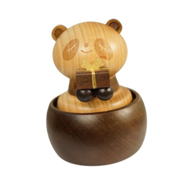 Caja de música Strade Fareast Limited con adornos de cuerda melodía clásica panda giratorio 8 cm x 10 cm