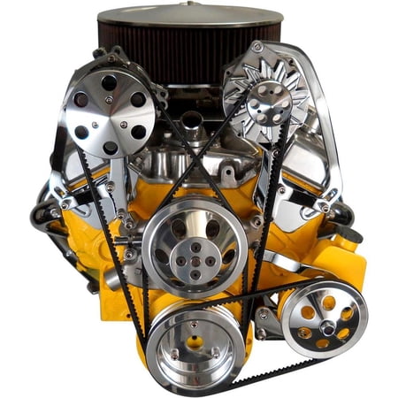 Bills Hot Rod Co. SBC P/S Alternator and A/C Brackets Chrome