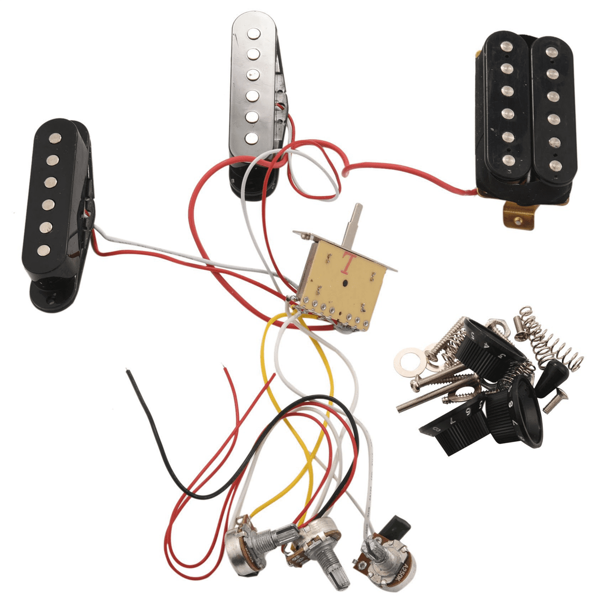 2X Electric Guitar Pickup Wiring Harness Prewired 5-Way Switch 2T1V Control SSH Pickup for Black