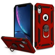 Xpression Apple iPhone XR (6.1 Inch) Phone Case Hybrid Durable 360 Degree Rotatable Ring Stand Holder Kickstand Fit Magnetic Car Mount Protective Case RED Cover
