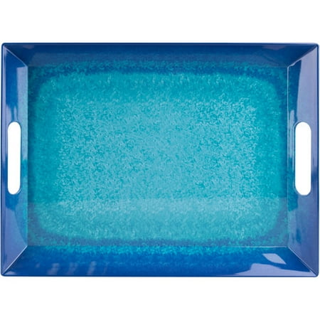 Better Homes & Gardens 19" x 14" Melamine Serving Tray, Blue Reactive