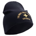 thumbnail image 4 of U.S. Army 33rd Infantry Brigade Combat Team Symbol Embroidered 8 Inch Solid Knit Short Beanie Made in USA - Navy OSFM, 4 of 5