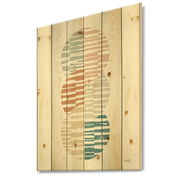 Designart 'Watercolor Geometric Triangle I' Transitional Print on Natural Pine Wood