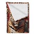thumbnail image 2 of Ambesonne Leopard Fleece Throw Blanket Big Cat on Sectional Sofa 50"x60" Red Apricot Dark Salmon, 2 of 5