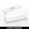 thumbnail image 5 of mDesign Cosmetic Divided Storage Organizer Box, 3 Sections and Lid - Clear/White, 5 of 8