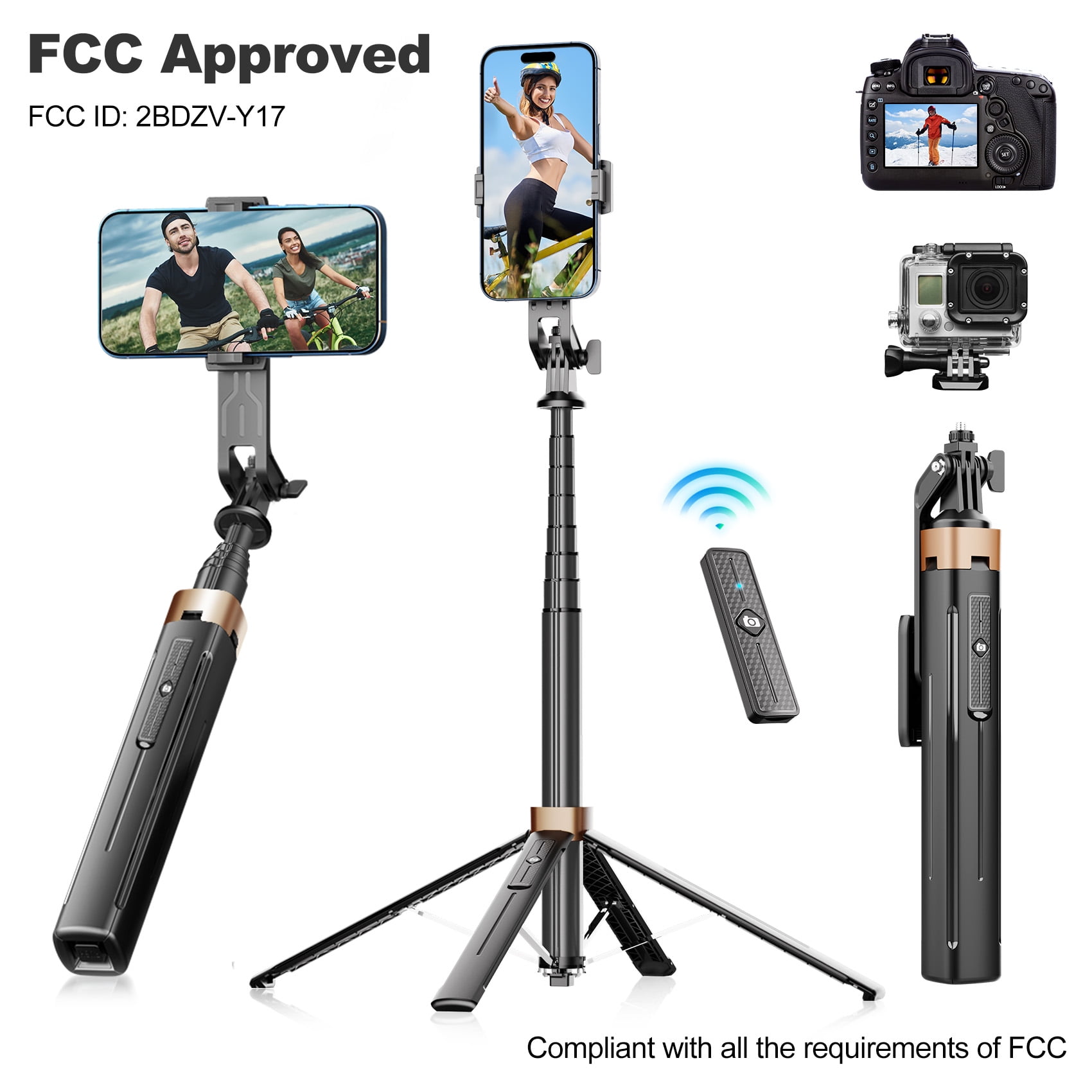 YOLETO Selfie Stick Phone Tripod, 71 Inches Tall, Black photo 1