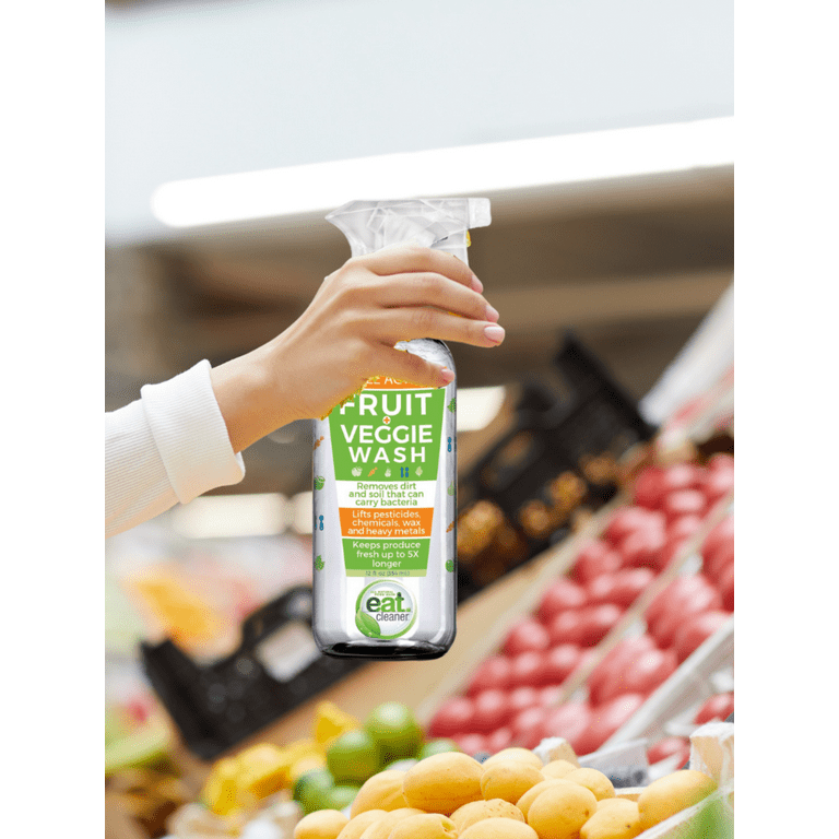 Eat Cleaner Fruit and Vegetable Wash Spray Removes Pesticides Water Can't.  Eliminates 99.9% of harmful chemicals from Surfaces AND Tissues (3-pack)