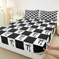 thumbnail image 3 of Homewish Cartoon Bowknot Child Twin Sheet Sets, Black White Checkered Twin Fitted Sheet, Chic Buffalo Plaid Flat Sheet, Lightweight Room Decor, 3 Pieces, 3 of 7