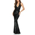 thumbnail image 2 of Women's Halter Neck Backless Maxi Dress Evening Gowns High Slit Prom Dress Elegant Formal Evening Gown Cocktail Dresses, 2 of 4