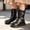 Black, variant on Big Kids Girls Martin Boots Faux Leather Dress Boots with Double Buckle & Side Zipper, Non Slip Thick Platform Sole Casual Footwear for Fall Winter Black 2.5(37)