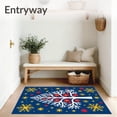 thumbnail image 3 of ODIKA 3'x5' Machine Washable Non-Slip Area Rug, Snowy Tree Embroidery with Festive Motifs and Accents High Traffic Rug with Pad, Blue, 621491, 3 of 8