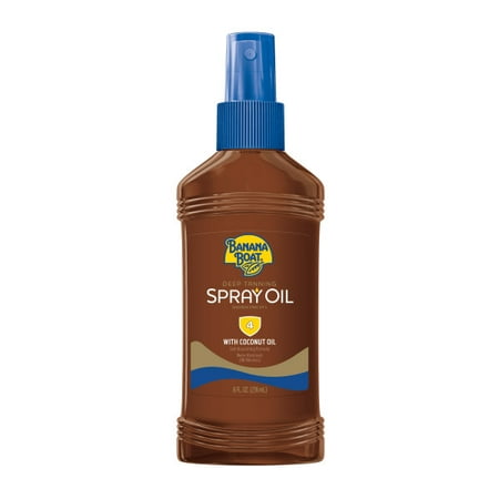 Banana Boat Deep Tanning Oil Pump Spray Sunscreen Broad Spectrum SPF 4, 8 Ounces (Pack of 3)