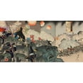 thumbnail image 2 of Toyohara Chikanobu 14x9 Black Ornate Wood Framed Double Matted Museum Art Print Titled: Illustration of the Sino-Japanese War; Our Army and Navy Attacking Liugong Island with Great Forc, 2 of 5