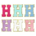 thumbnail image 1 of Parche de letras Chenille Uxcell autoadhesivo, alfabeto H, parche bordado (multicolor, paquete de 6), 1 of 6