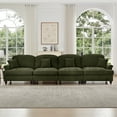 thumbnail image 4 of Newest Elegant Large 4 Seater Sofa Couch,Flared Arms,Removable Ruffles Pleats Skirts,Spindle Legs, Comfy Chenille Four-Seat Sofa for Living Room, Green, 4 of 20