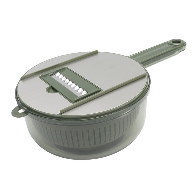 Fruit Vegetable Grater, Versatile Convenient Keep Freshing Potato Slicing Machine With Drain Basket For Restaurant Grey,Green
