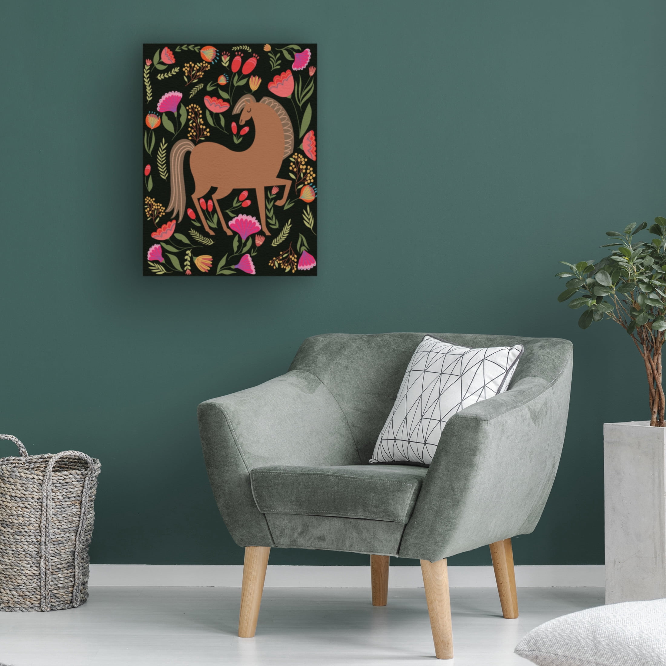 Trademark Fine Art Regina Moore Folk Prancing Dark II Canvas Wall Art