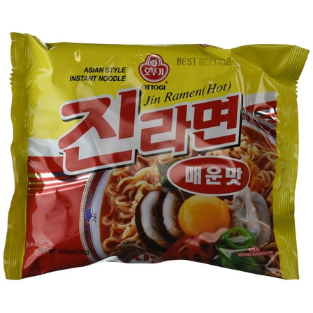 Ottogi Hot Jin Ramen Noodles, 4.23 Ounce (Pack of 20)