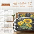 thumbnail image 6 of Sunflower Country 4 Piece Duvet Cover Set Twin Size Florals Bee Farmhouse Black Buffalo Plaid Soft Bedding Set Comforter Cover, 1 Duvet Cover 1 Flat Sheets and 2 Pillowcases, 6 of 9