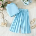 thumbnail image 5 of ATOGUTA Vest Set Girls Clothing Kids Sweatsuit Sleeveless Suit Vest Wide-Leg Pants Fashion Clothing Set Size 2T-9, Light Blue, 5 of 6