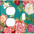 thumbnail image 4 of Metal Light Switch Plate Outlet Cover Pastel Rose Leaf Garden Teal ROS031, 4 of 13