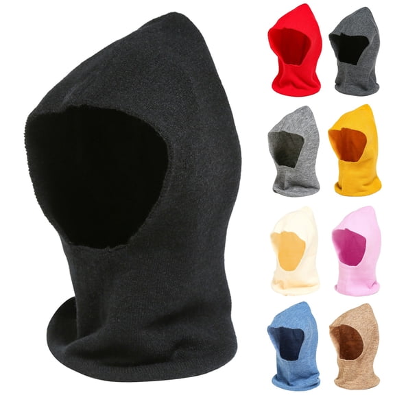 Gymayou Unisex Knit Balaclava Hood Slip-On Integrated Hat Neck Gaiter Lightweight Knitted Hooded Scarf