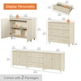 thumbnail image 3 of WAMPAT Sideboards Buffet Cabinet, 3-in-1 Wood Wide Credenza Storage Cabinet with Doors and Drawers, Modern Kitchen Coffee Bar Table with Storage for Living Room Dining Room, Natural Oak, 3 of 8