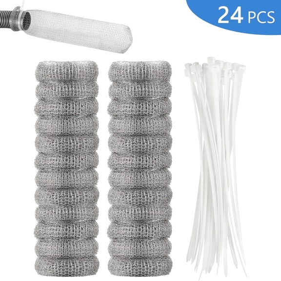 Hengbo 24 Pcs Lint Snare Traps Lint Traps Stainless Steel Washer Hose Lint Traps Laundry Washer Hose Filter Washing Machine Lint for Washing Machine Laundry Mesh