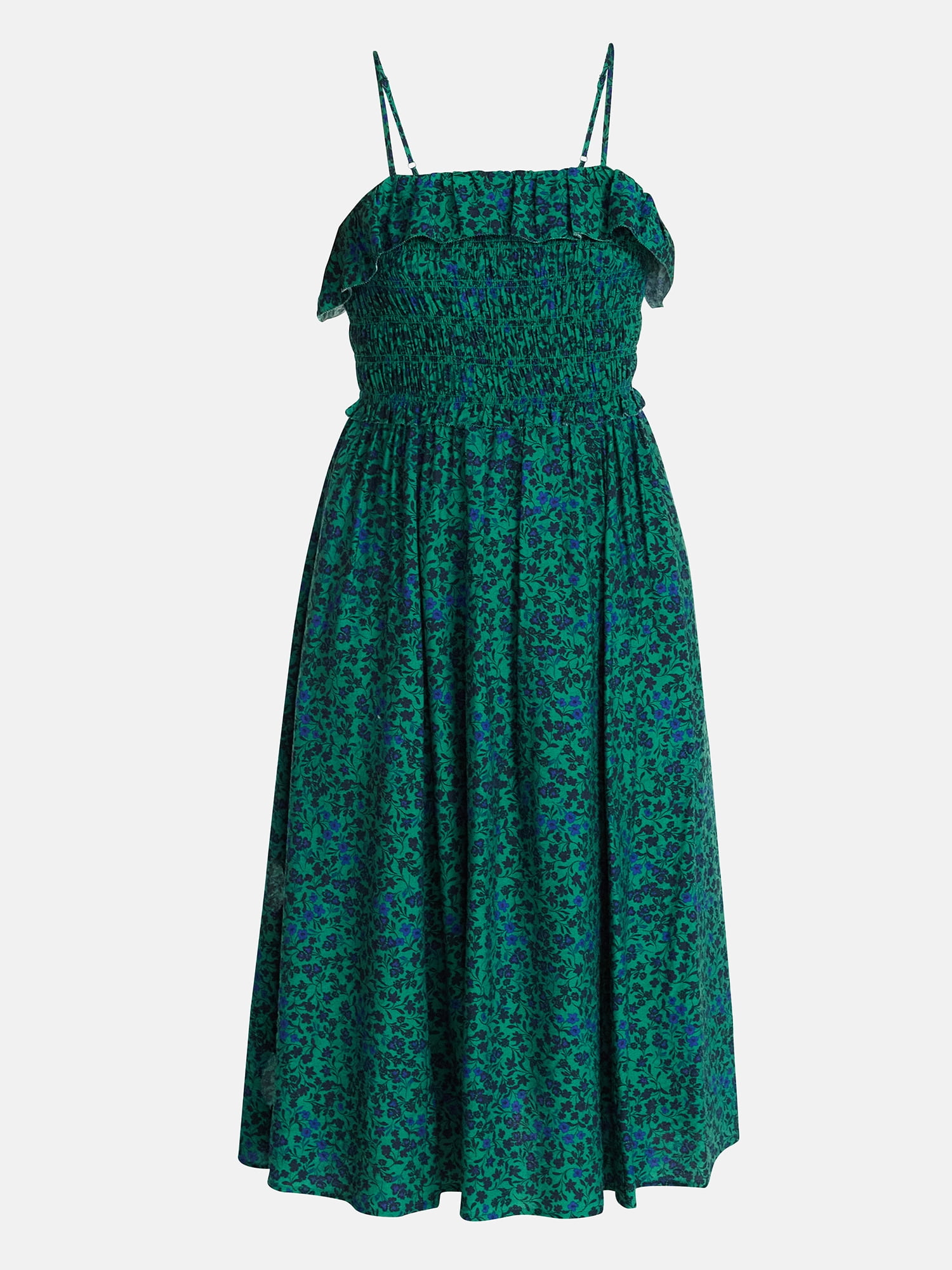 Time and Tru Women's Sleeveless Smocked Midi Dress, Sizes XS-XXXL