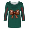 thumbnail image 4 of Ounisa T-Shirts à Manches 3/4 pour Femmes Col Rond Imprimé Football Coupe Ample Décontractée Printemps Été Jour de Match Usage Quotidien Mode Hauts P-5TG, 4 of 5