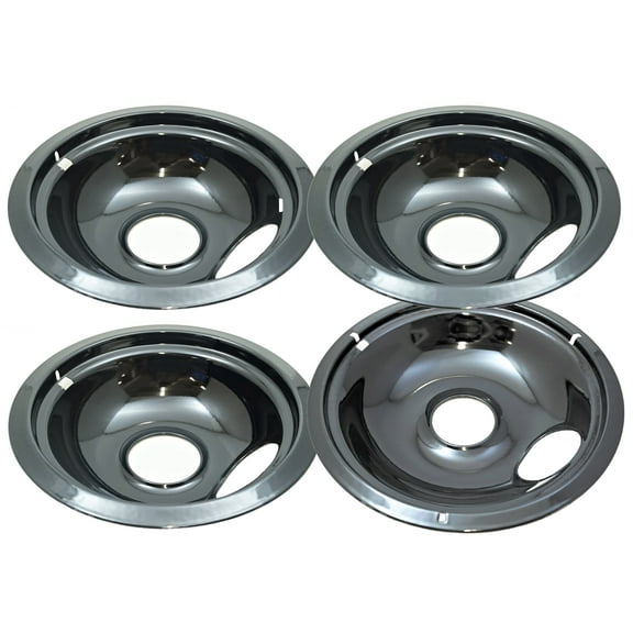 Black Porcelain Drip Bowl 4 Pack for Whirlpool, (3) 6" 93169204B, (1) 8" 93169205B