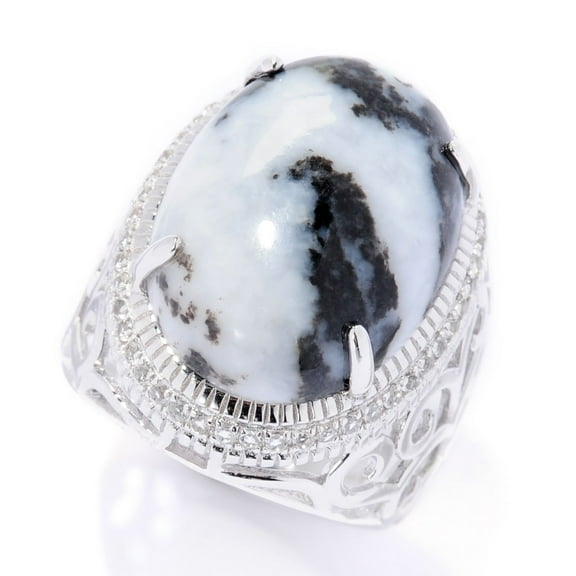 925 Sterling Silver White Buffalo,White Topaz Ring