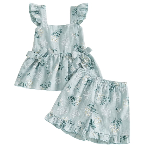 GXWEA Girls Toddler Clothes 18-24 Months Girl Clothing Toddler Girl Clothes Baby Girl Summer Outfits Sleeveless Shirts Tops Shorts Set For Girl Clothing