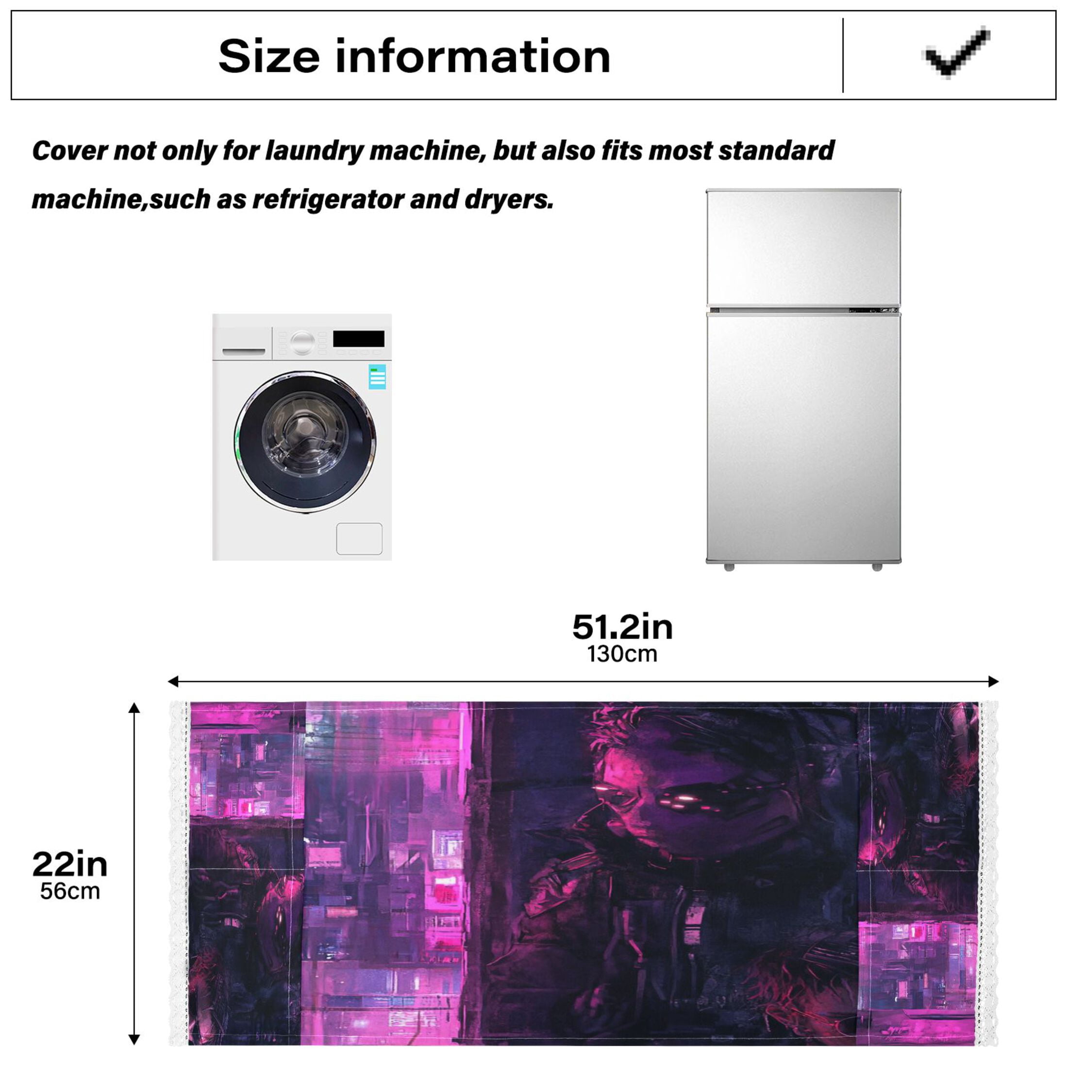 Cyberpunk's BoyWasher and Dryer Covers Dust-Proof and Oil Resistant Fridge Cover with 4 Storage Pockets Washing Machine Top Cover for Laundry Kitchen Home 51.2 x 22 In