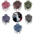 thumbnail image 2 of WINDLAND Colorblock Houndstooth Shemagh Scarf Keffiyeh Arab Head Wrap Shawl with Tassels, 2 of 21