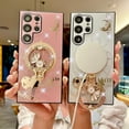 thumbnail image 5 of Case for Galaxy S22 Ultra,3D Butterfly Kickstand Bling Glitter Diamond Marble Ring Stand Shockproof Women Girls Rhinestone Phone Case for Samsung Galaxy S22 Ultra 5G,6.8" 2022 (XinYU White), 5 of 16