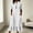 White, variant on Ynynloco Women's Summer Cotton Linen Half Sleeves Button Down Casual Loose Ruffle Midi Dress with Pockets