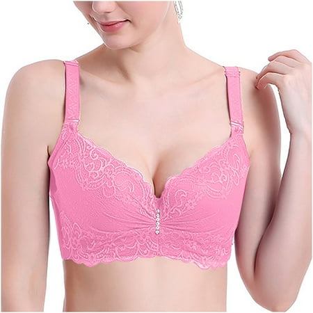 

HWRETIE Bras for Women Push Up Plus Size Woman s Fashion Plue Size Underwire Lace Comfortable Push Up Hollow Out Bra Underwear Clearance Watermelon Red 14(XXL)