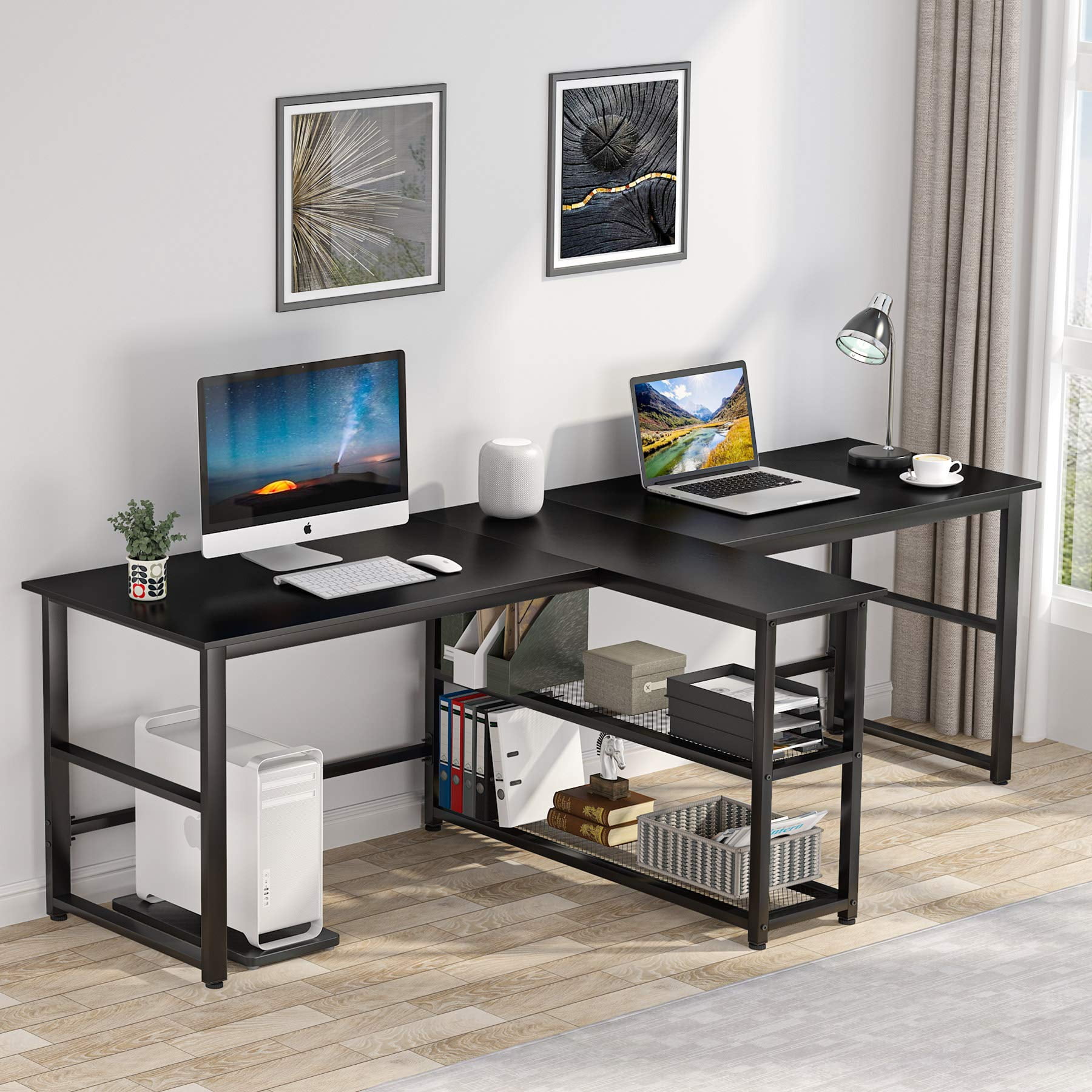 Two Person Office Desk With Matching Cabinets 3d Model Obj | Images and ...