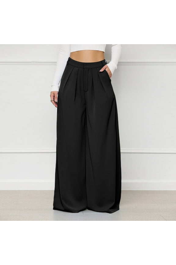 Womens Scrub Pants Joggers Pants Track Pants High Waist Rise Long Flare-Leg Black 3XL