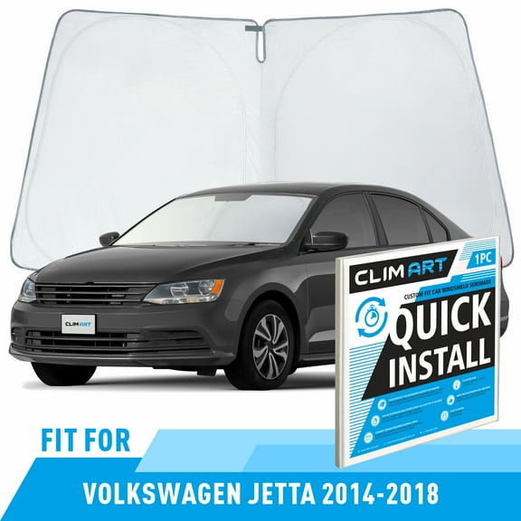 CLIM ART Windshield Sun Shade for Volkswagen (VW) Jetta 2014-2018, Custom-Fit Foldable Car Sunshade, Vehicle Sun Protector, Front Auto Windshield Cover, Car accessories - WS2007