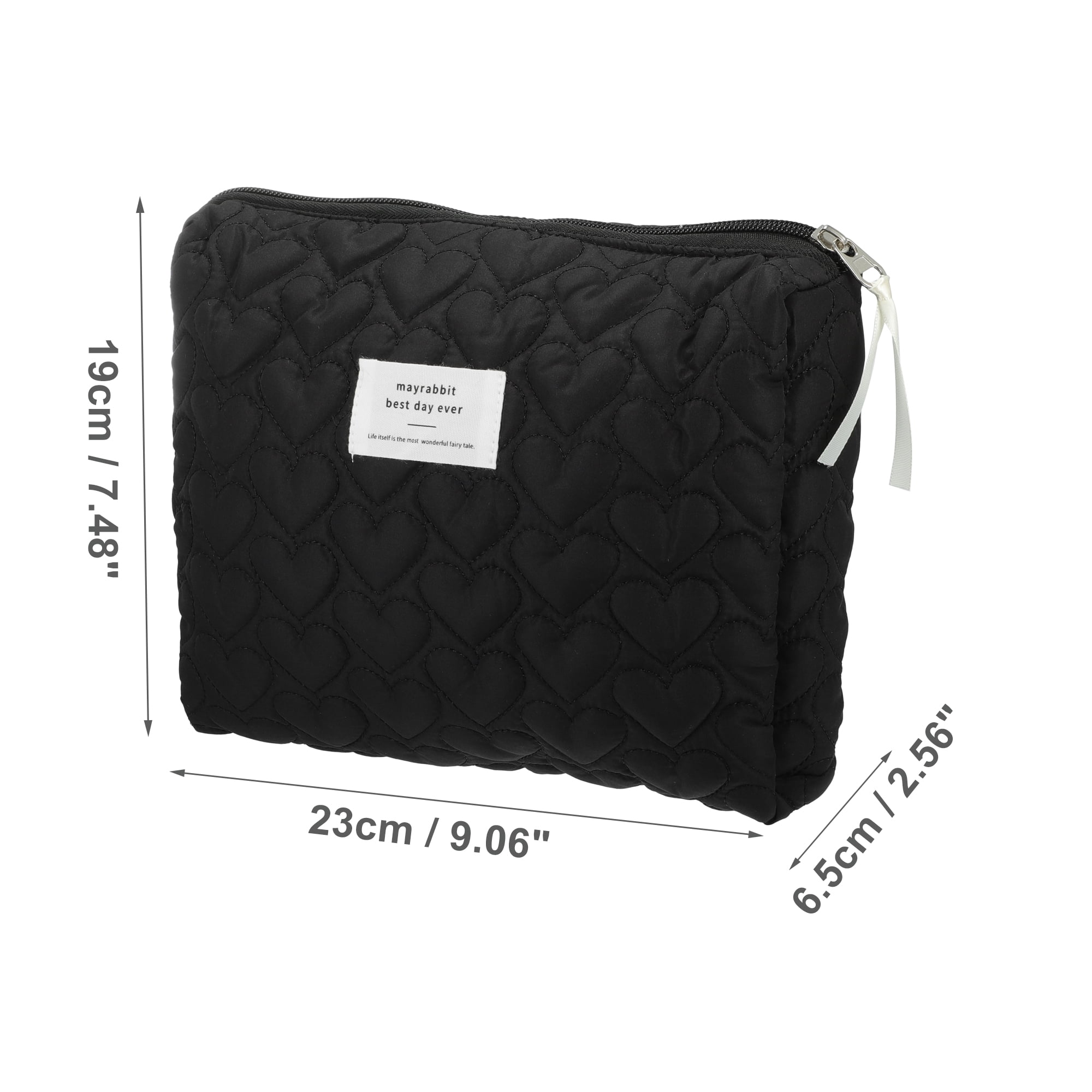 Unique Bargains 1Pc Women Portable Heart Storage Makeup Bag for Vacation Camping Black