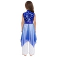 thumbnail image 4 of Sholeno Girls Worship Praise Dance Outfits Sleeveless Sequin Liturgical Tunic Overlay Dress with Wide Leg Pants Blue 10, 4 of 5
