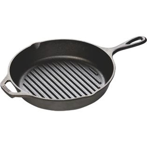 Details about   Lodge Pre-Seasoned Cast Iron Grill Pan With Assist Handle Black 10.5 inch 