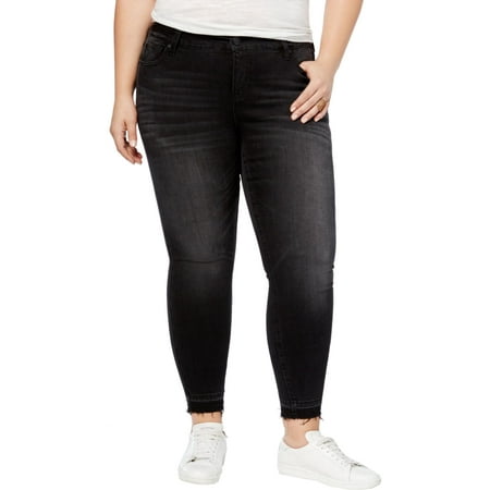 Raw Denim - Celebrity Pink Womens Plus Faded Raw Hem Ankle Jeans
