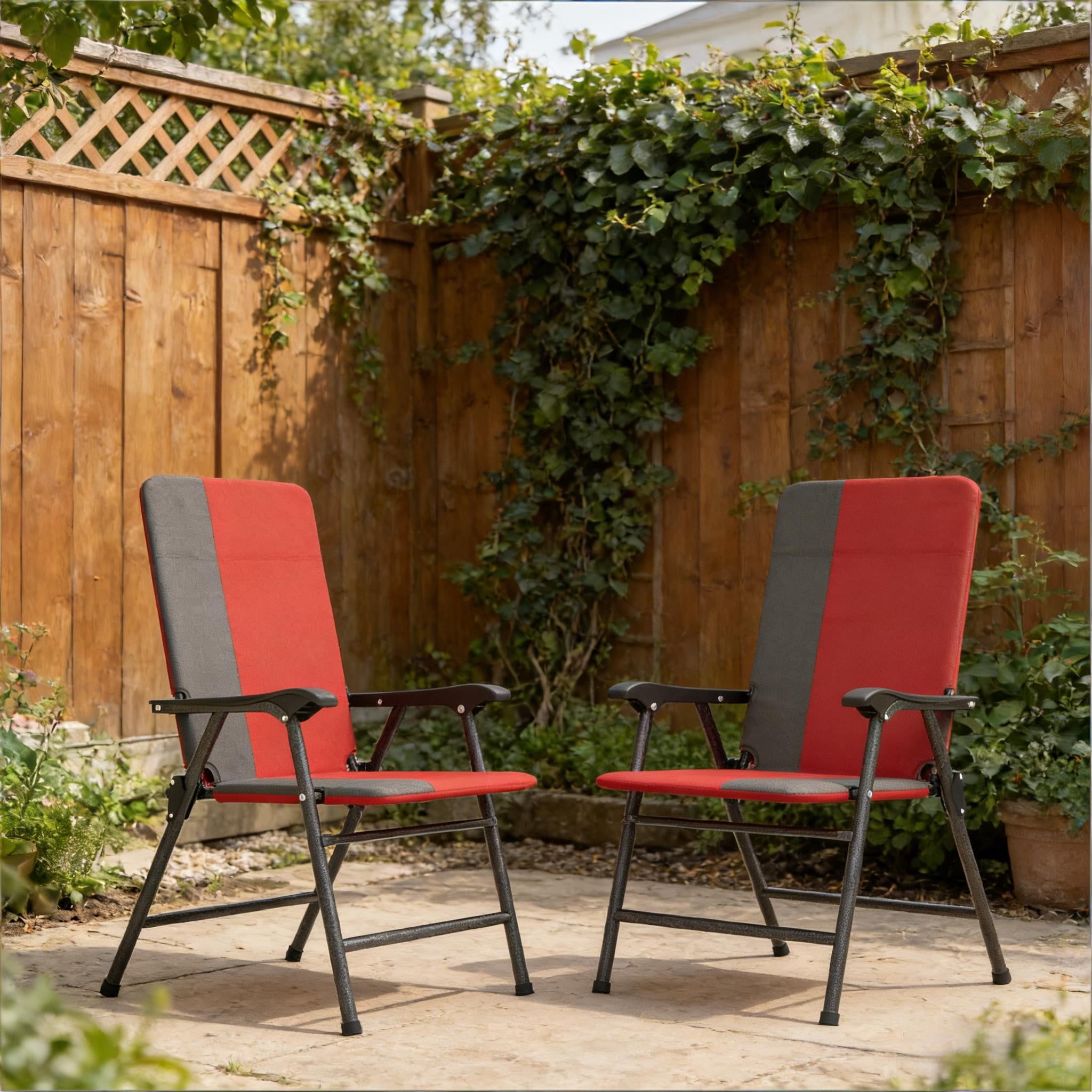 Patio Chairs Set of 2,Outdoor High Back Chairs Set,Lawn Chairs,Folding Camping Chairs,